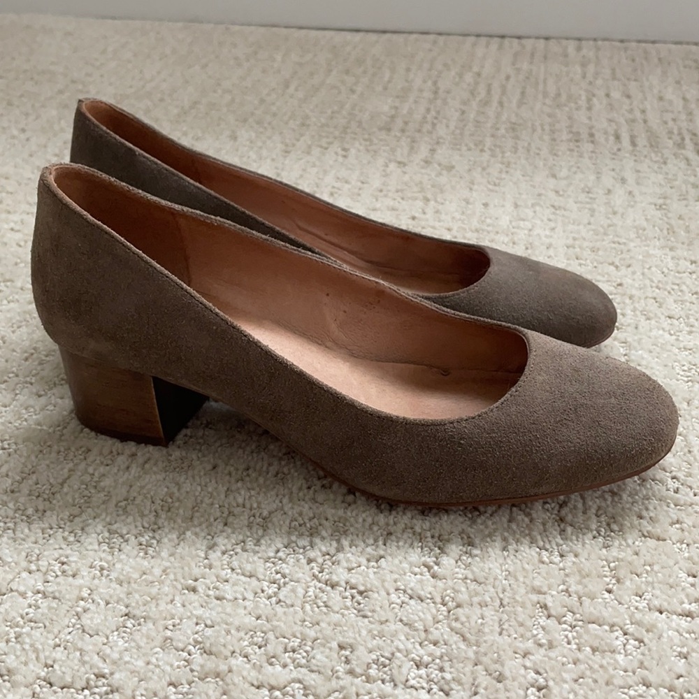 Madewell 7.5 Suede Wood Block Heel Pumps